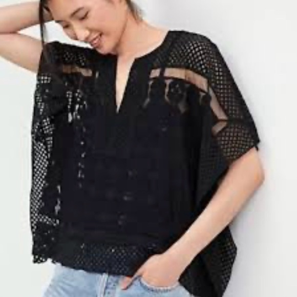 Anthropologie Tops - Anthropologie Black and White Crochet Top